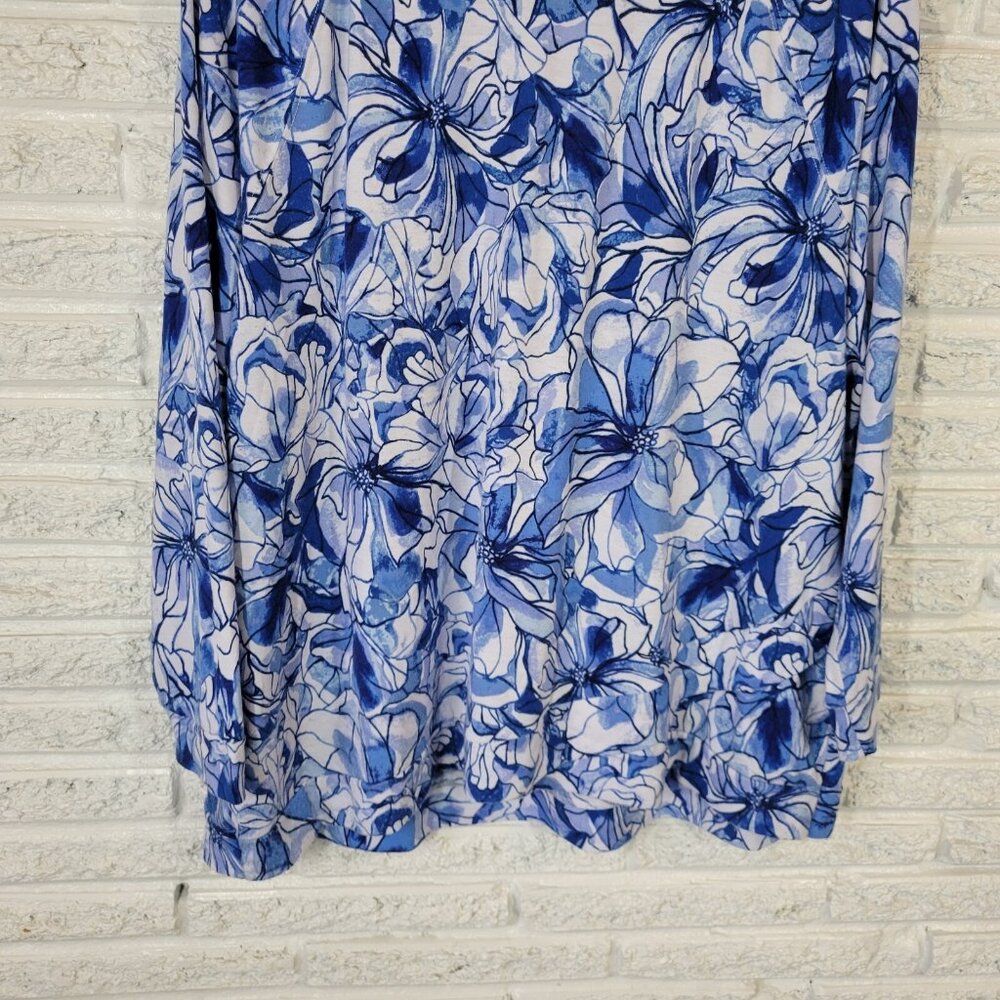 CD Daniels Womens Top 3X Plus Tunic Long Sleeve Blue Floral Poly Blend FLO271E - Picture 4 of 9